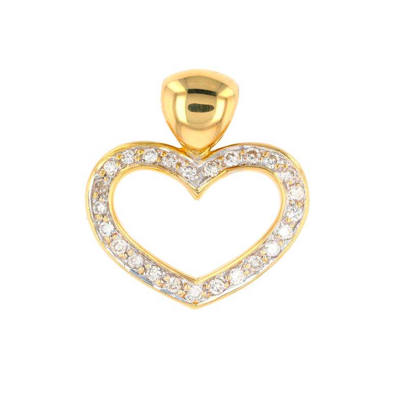 Pendentif coeur diamants 0.25 carat or jaune 3.82g Comme neuf -  reconditionné disponible sur Gemme Les Bijoux